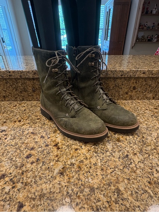 Teva Shoes - Teva Womens Rowena Water Proof Olive  Leather Outdoor Zipper Mid-Calf Boots 9